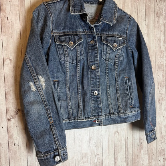 Gap 1969 Medium Wash Distressed Denim Trucker Jacket 2006 - Picture 2 of 8